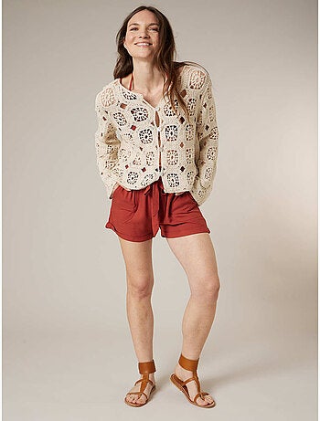 Gilet femme en maille crochet 'Deeluxe'