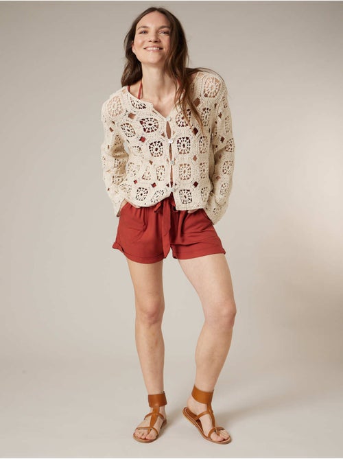 Gilet femme en maille crochet 'Deeluxe' - Kiabi