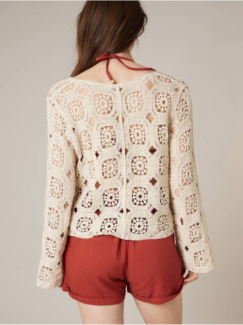 Gilet femme en maille crochet 'Deeluxe' - Kiabi