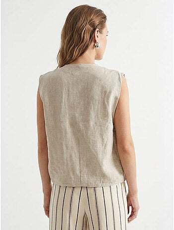 Gilet femme en popeline tissée, fermeture zippée mixray