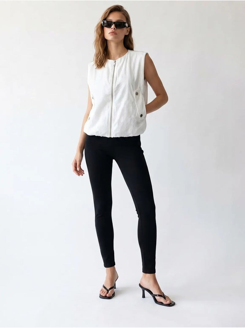 Gilet femme en popeline tissée, fermeture zippée mixray Blanc - Kiabi