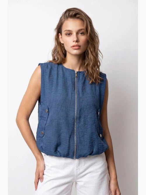 Gilet femme en popeline tissée, fermeture zippée mixray - Kiabi Gilet femme en popeline tissée, fermeture zippée mixray - Kiabi