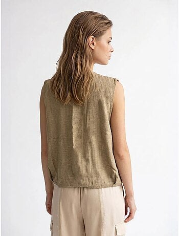 Gilet femme en popeline tissée, fermeture zippée mixray