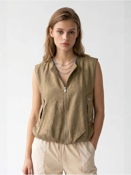 Gilet femme en popeline tissée, fermeture zippée mixray - Kiabi