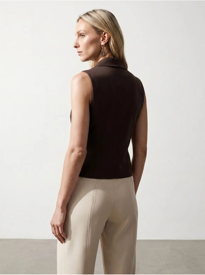 Gilet femme tissé à col châle dilvin Marron chocolat - Kiabi