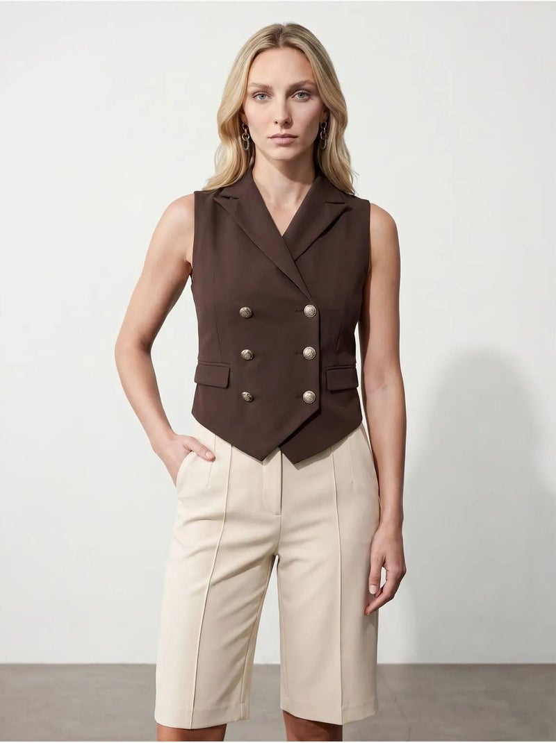 Gilet femme tissé à col châle dilvin Marron chocolat - Kiabi