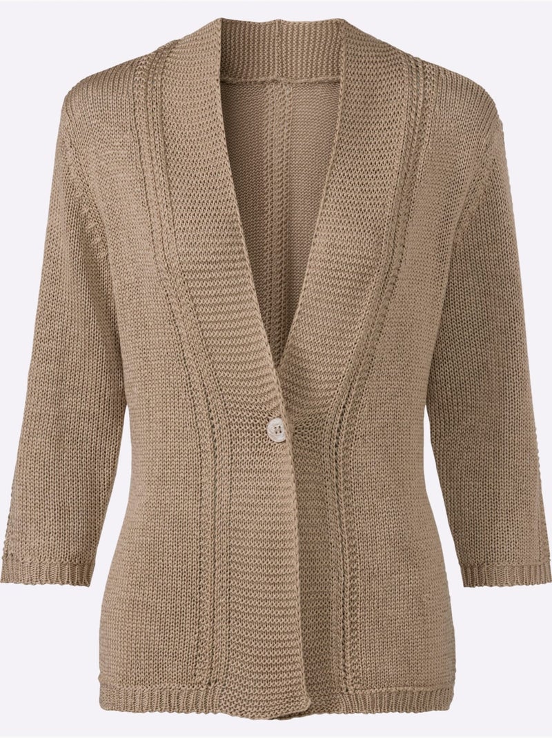 Gilet Fil Fantaisie Facile D'entretien - Taille Standard - Witt Beige - Kiabi