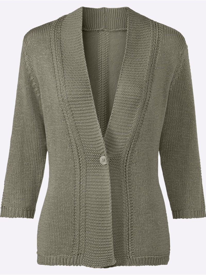 Gilet Fil Fantaisie Facile D'entretien - Taille Standard - Witt Kaki - Kiabi
