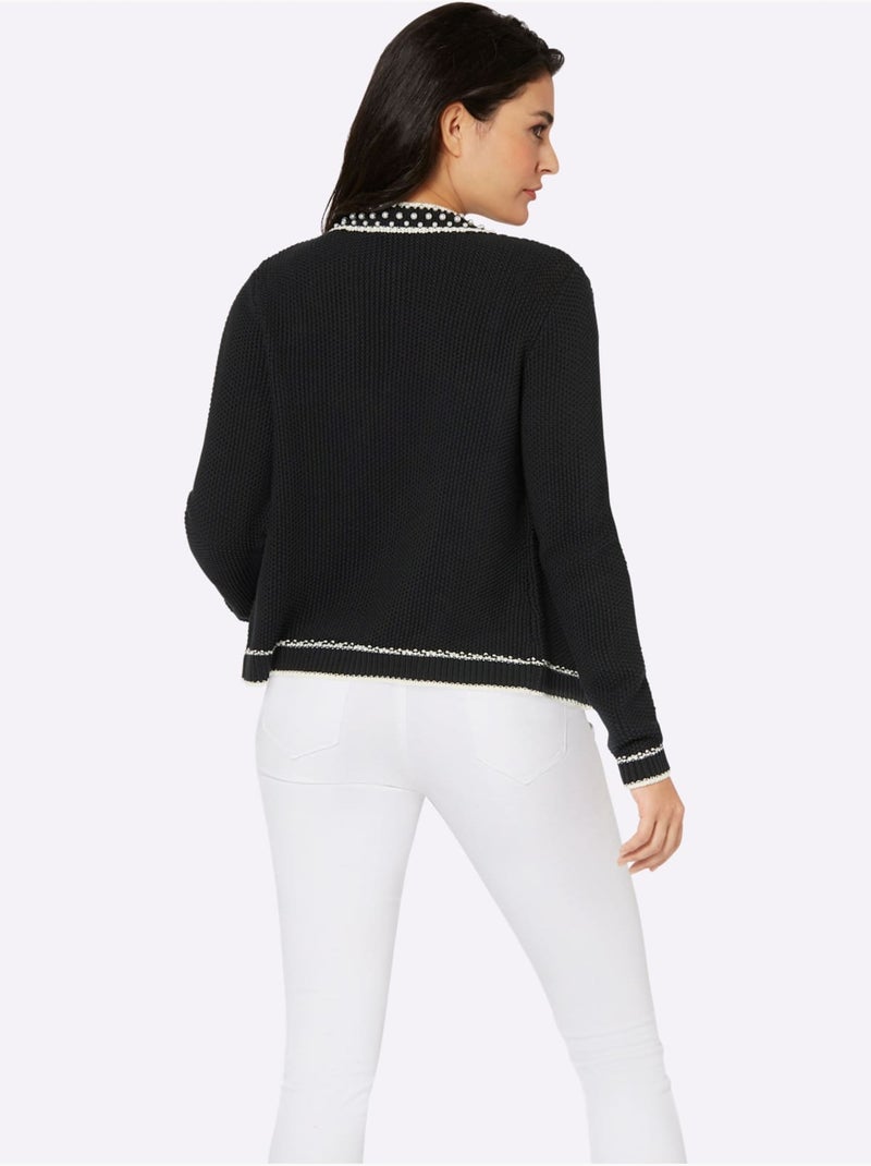 Gilet Fin 50% Coton - Taille Standard - Helline Noir Blanc - Kiabi
