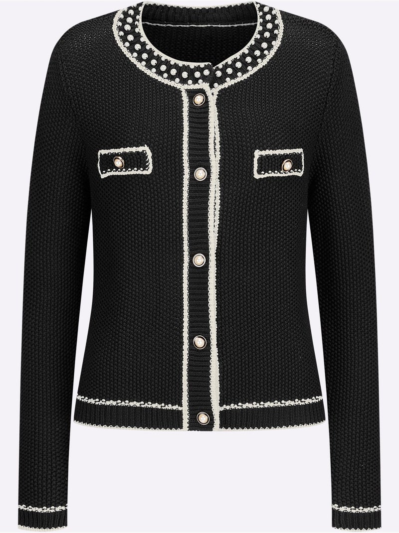 Gilet Fin 50% Coton - Taille Standard - Helline Noir Blanc - Kiabi