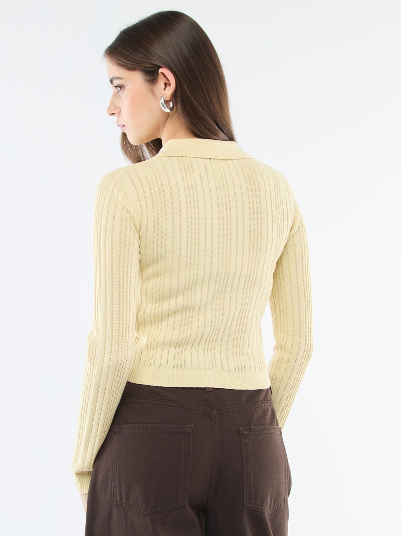 Gilet fin à col polo Jaune - Kiabi