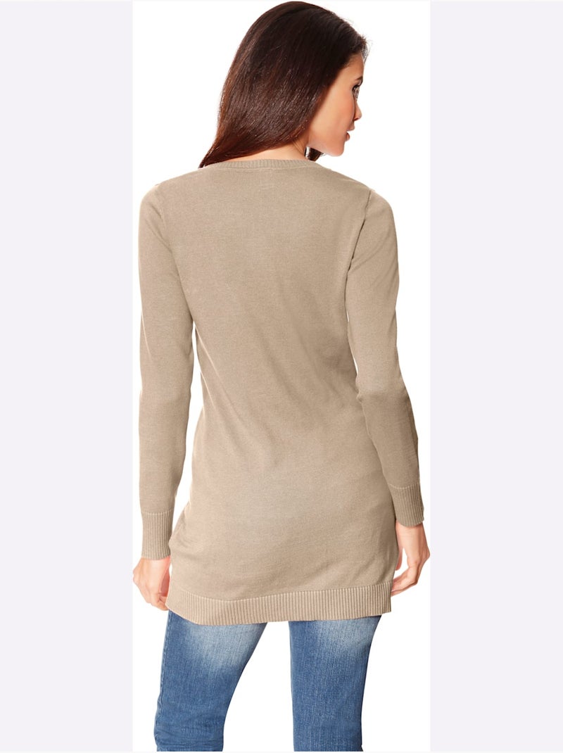 Gilet Fin Basique Incontournable, Détails Côtelés Tendance - Taille Standard - Helline Beige - Kiabi