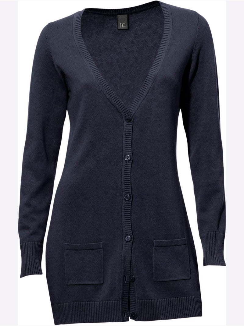 Gilet Fin Basique Incontournable, Détails Côtelés Tendance - Taille Standard - Helline Bleu marine - Kiabi