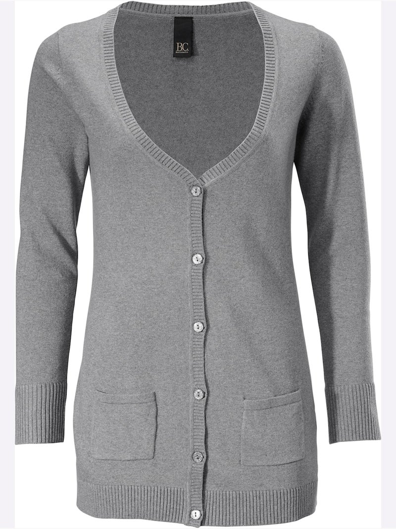 Gilet Fin Basique Incontournable, Détails Côtelés Tendance - Taille Standard - Helline Gris chiné - Kiabi