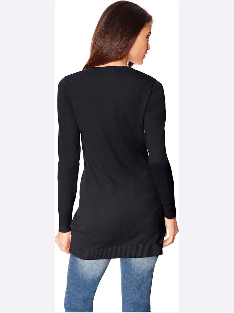 Gilet Fin Basique Incontournable, Détails Côtelés Tendance - Taille Standard - Helline Noir - Kiabi
