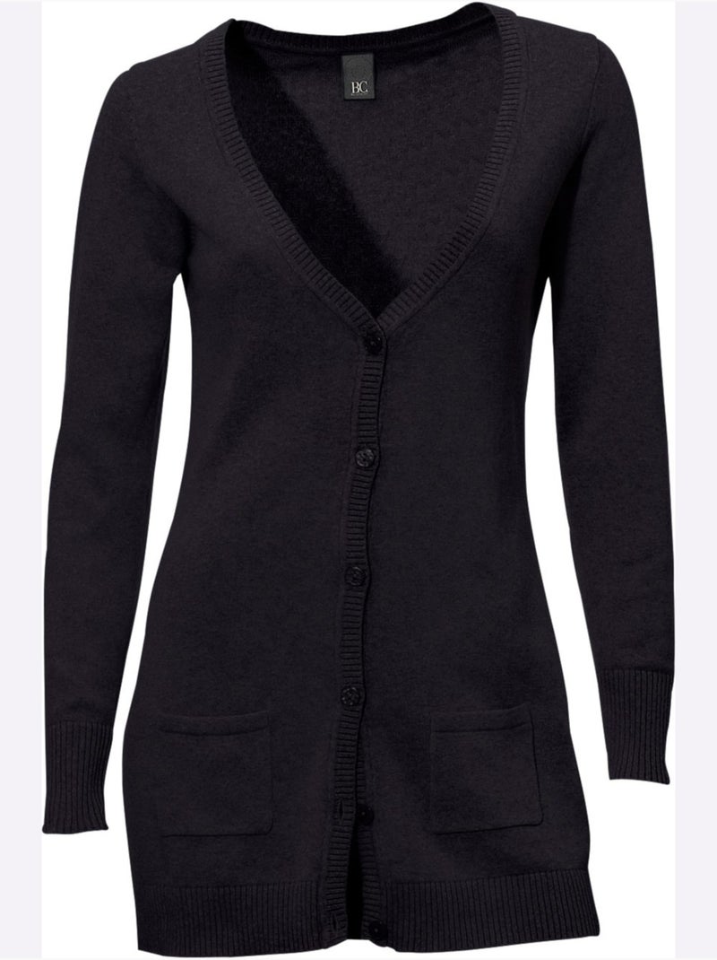 Gilet Fin Basique Incontournable, Détails Côtelés Tendance - Taille Standard - Helline Noir - Kiabi