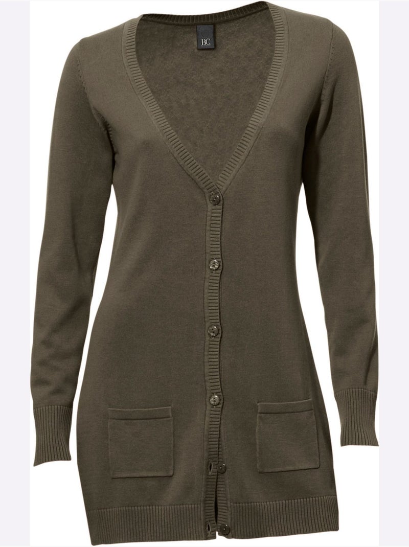 Gilet Fin Basique Incontournable, Détails Côtelés Tendance - Taille Standard - Helline Vert olive - Kiabi