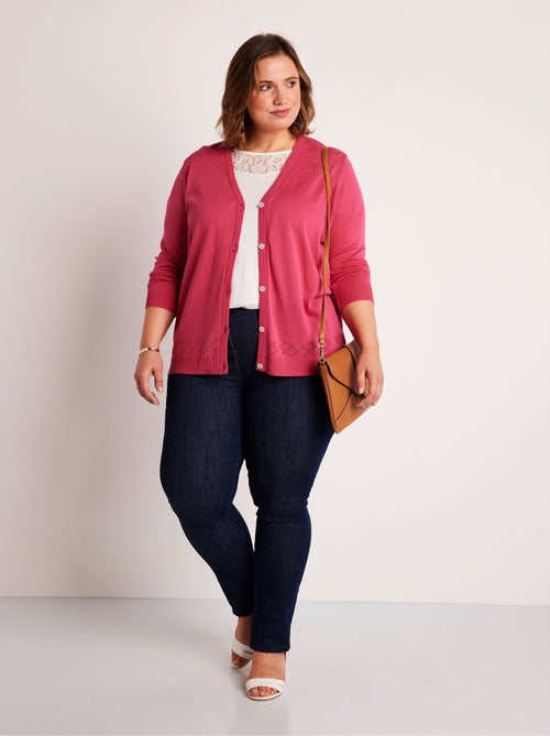 Gilet fin boutonné ajouré - Afibel - Kiabi