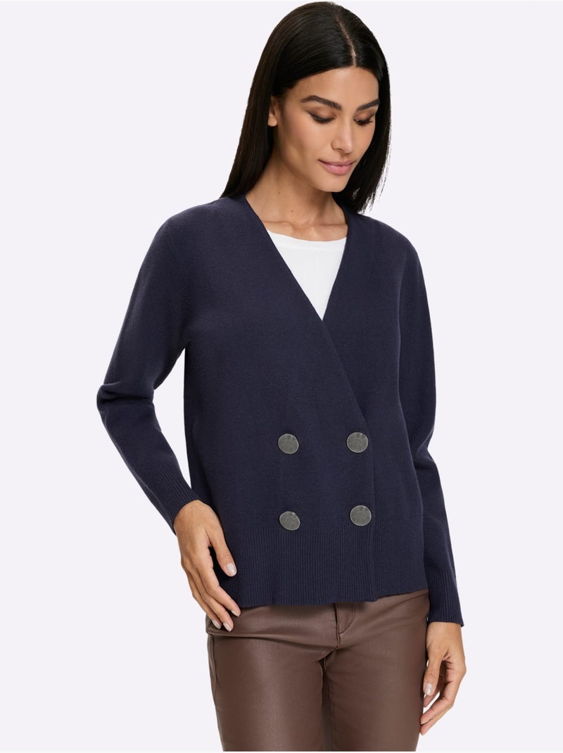 Gilet fin boutons décoratifs - taille standard - helline Bleu marine - Kiabi