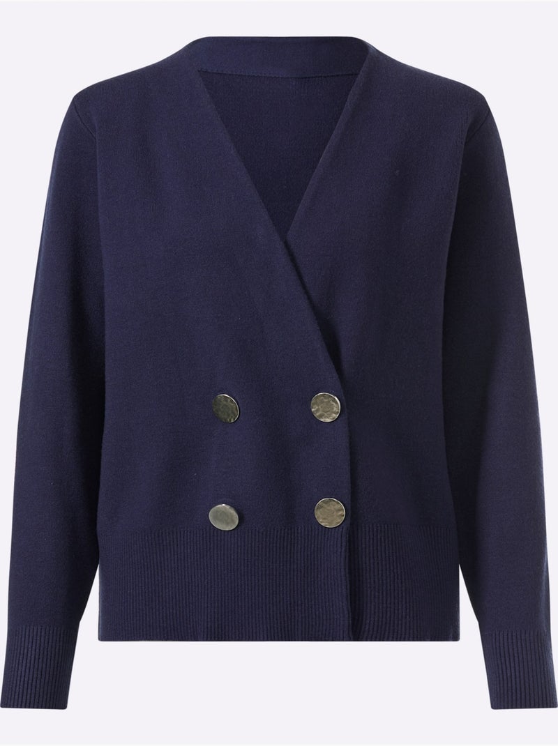 Gilet fin boutons décoratifs - taille standard - helline Bleu marine - Kiabi