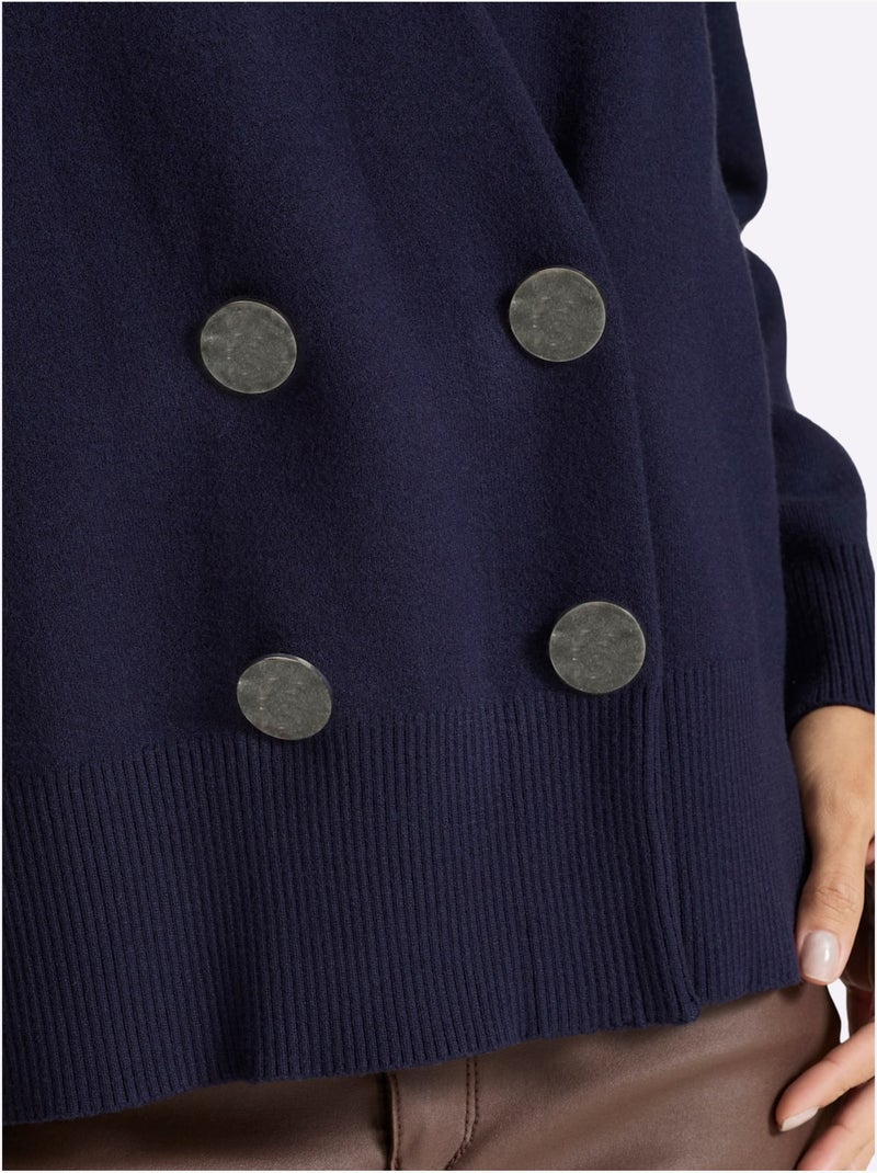 Gilet fin boutons décoratifs - taille standard - helline Bleu marine - Kiabi