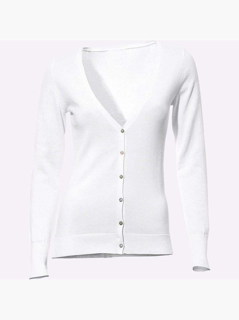 Gilet fin boutons imitation nacre - taille standard - helline Blanc - Kiabi