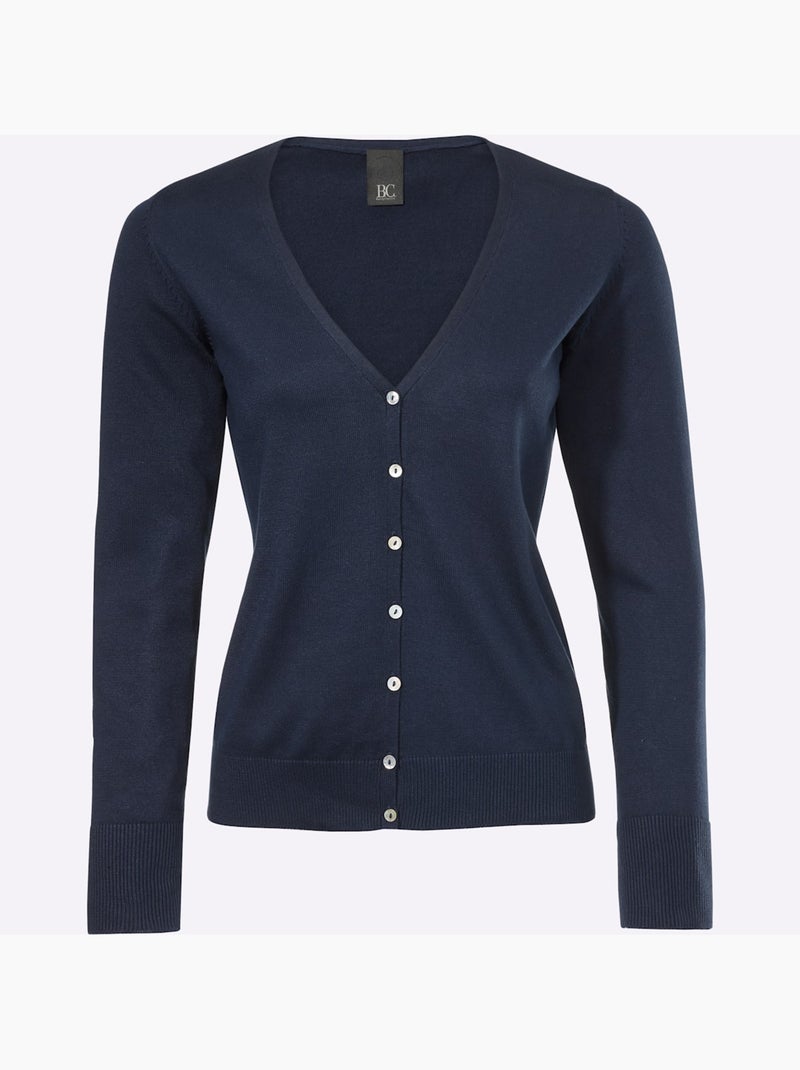 Gilet fin boutons imitation nacre - taille standard - helline Bleu marine - Kiabi