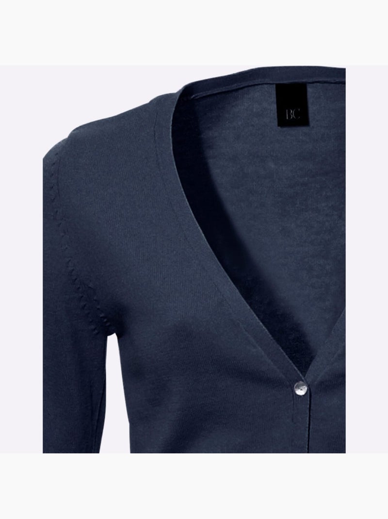 Gilet fin boutons imitation nacre - taille standard - helline Bleu marine - Kiabi
