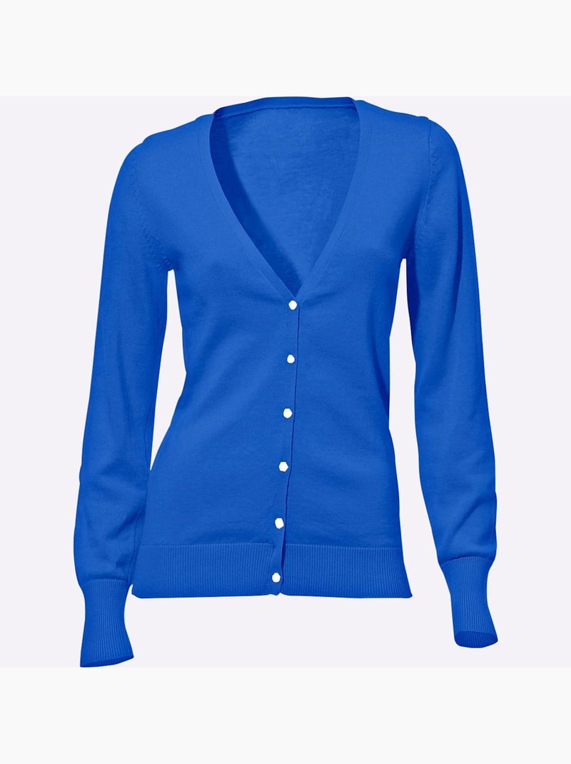 Gilet fin boutons imitation nacre - taille standard - helline Bleu roi - Kiabi