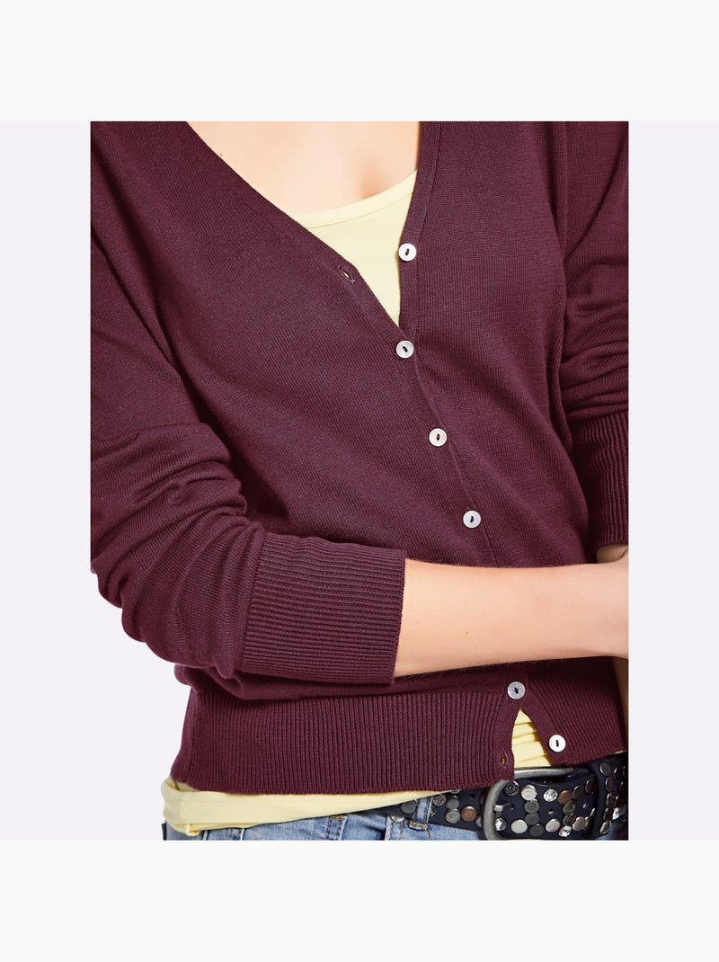 Gilet fin boutons imitation nacre - taille standard - helline Bordeaux - Kiabi
