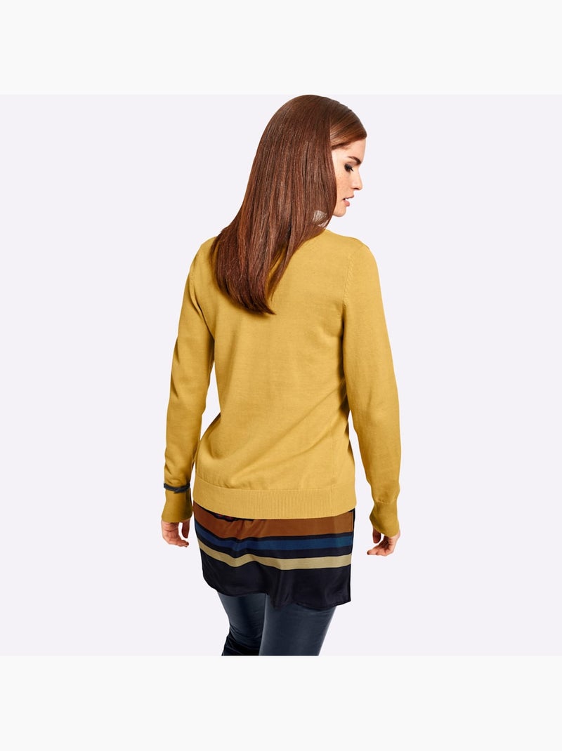 Gilet fin boutons imitation nacre - taille standard - helline Jaune moutarde - Kiabi