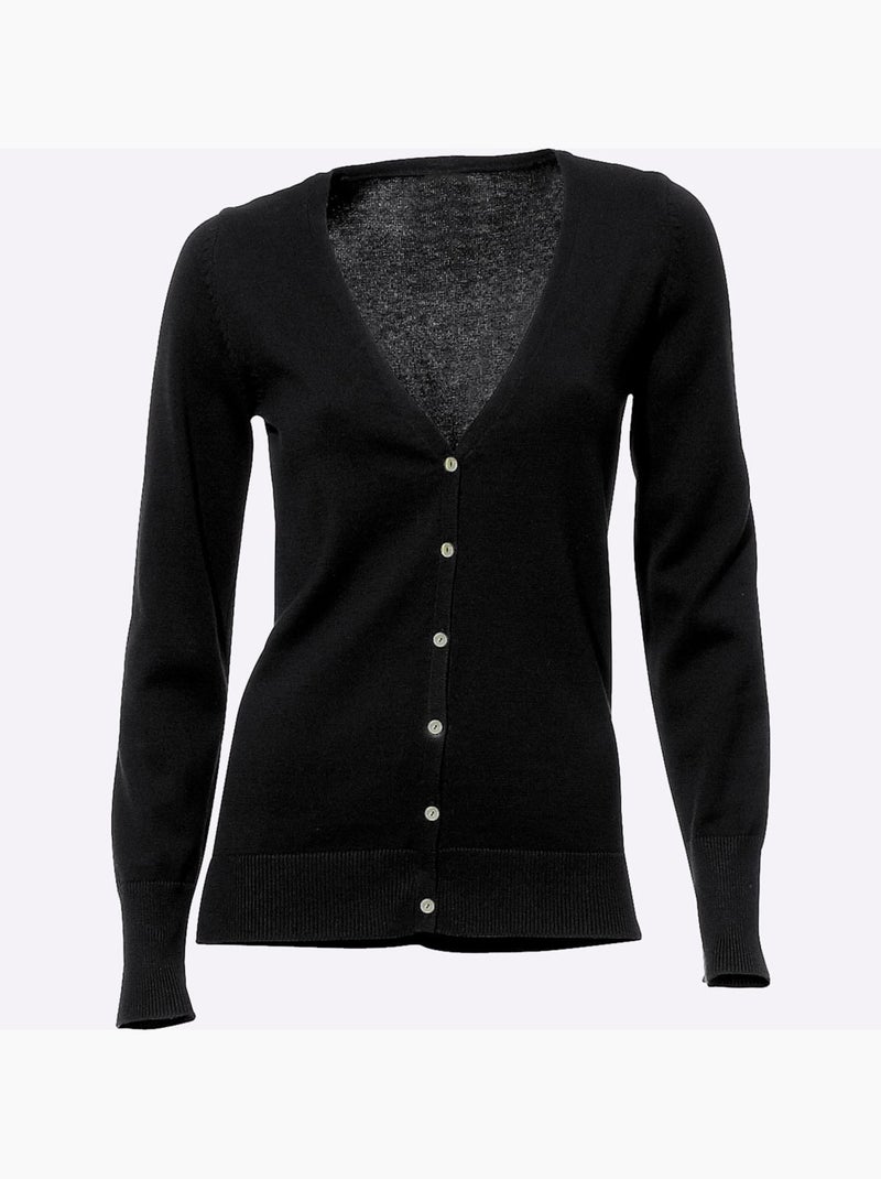 Gilet fin boutons imitation nacre - taille standard - helline Noir - Kiabi