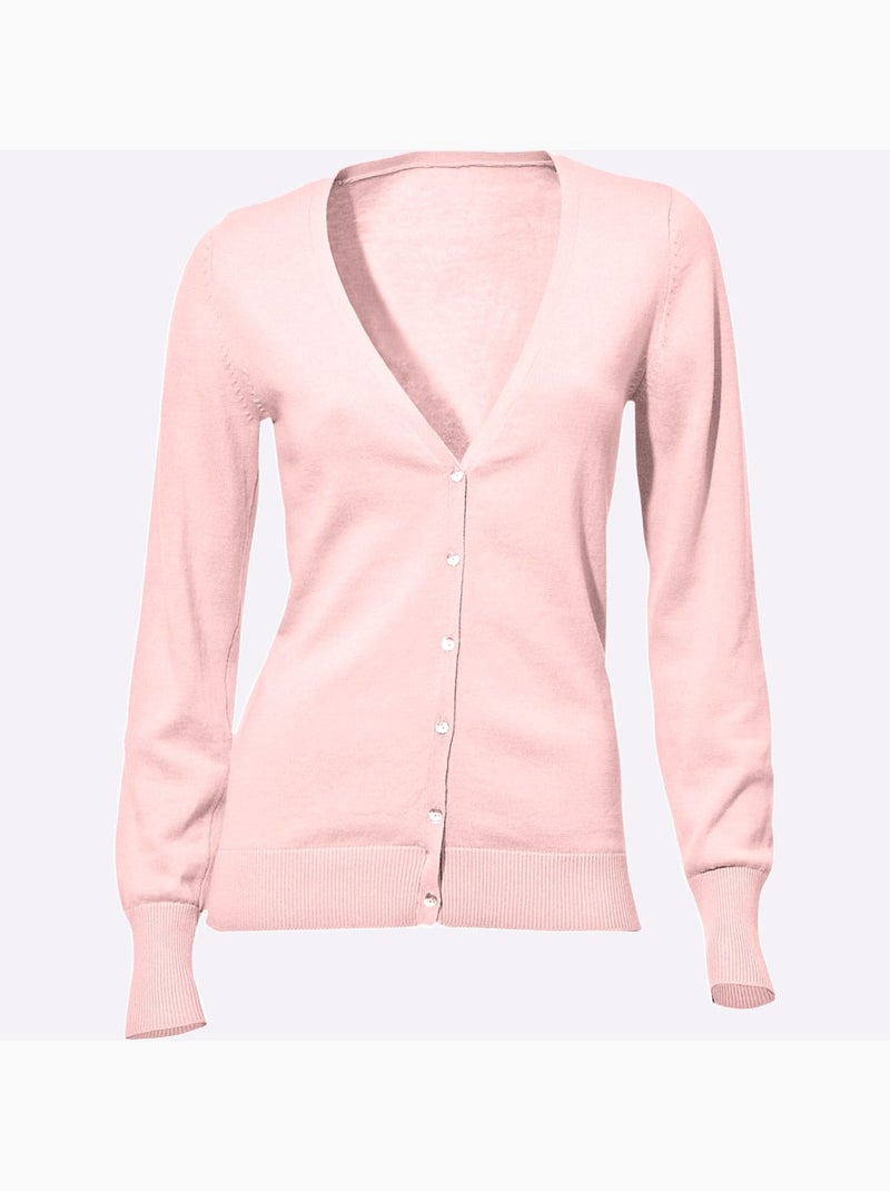 Gilet fin boutons imitation nacre - taille standard - helline Rose clair - Kiabi