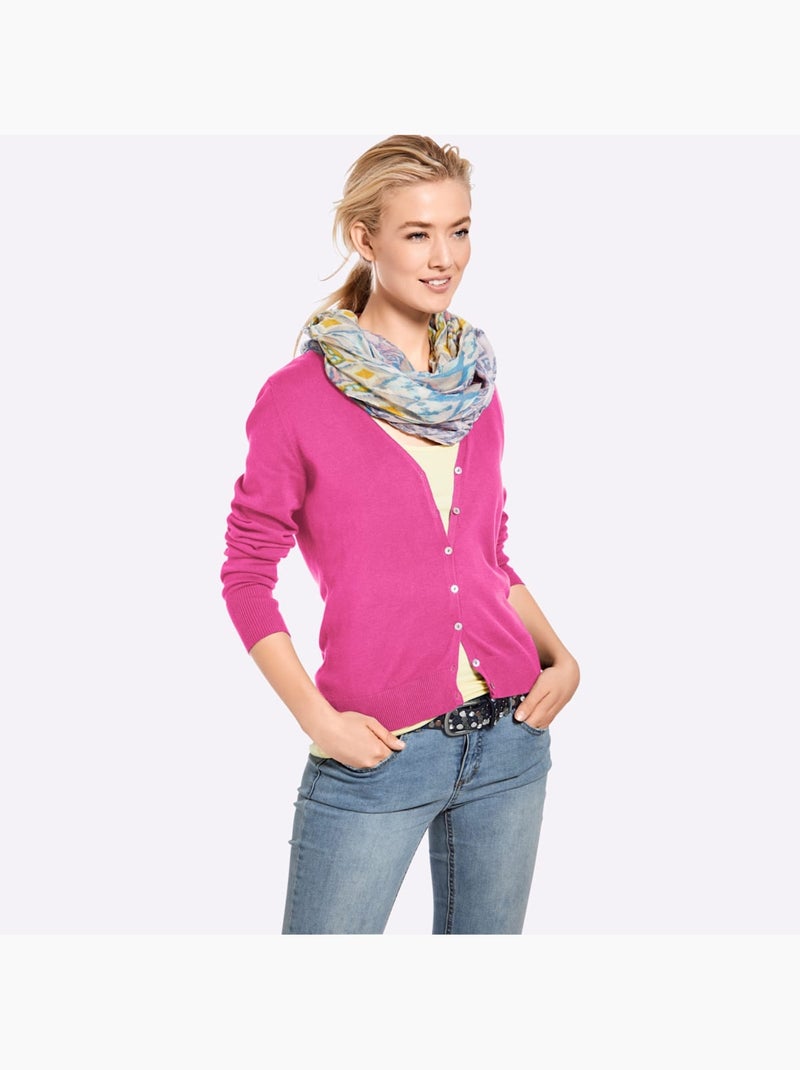 Gilet fin boutons imitation nacre - taille standard - helline Rose fushia - Kiabi