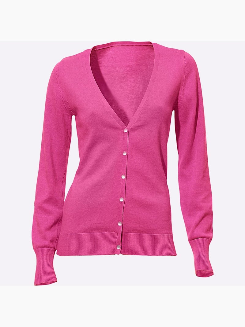 Gilet fin boutons imitation nacre - taille standard - helline Rose fushia - Kiabi