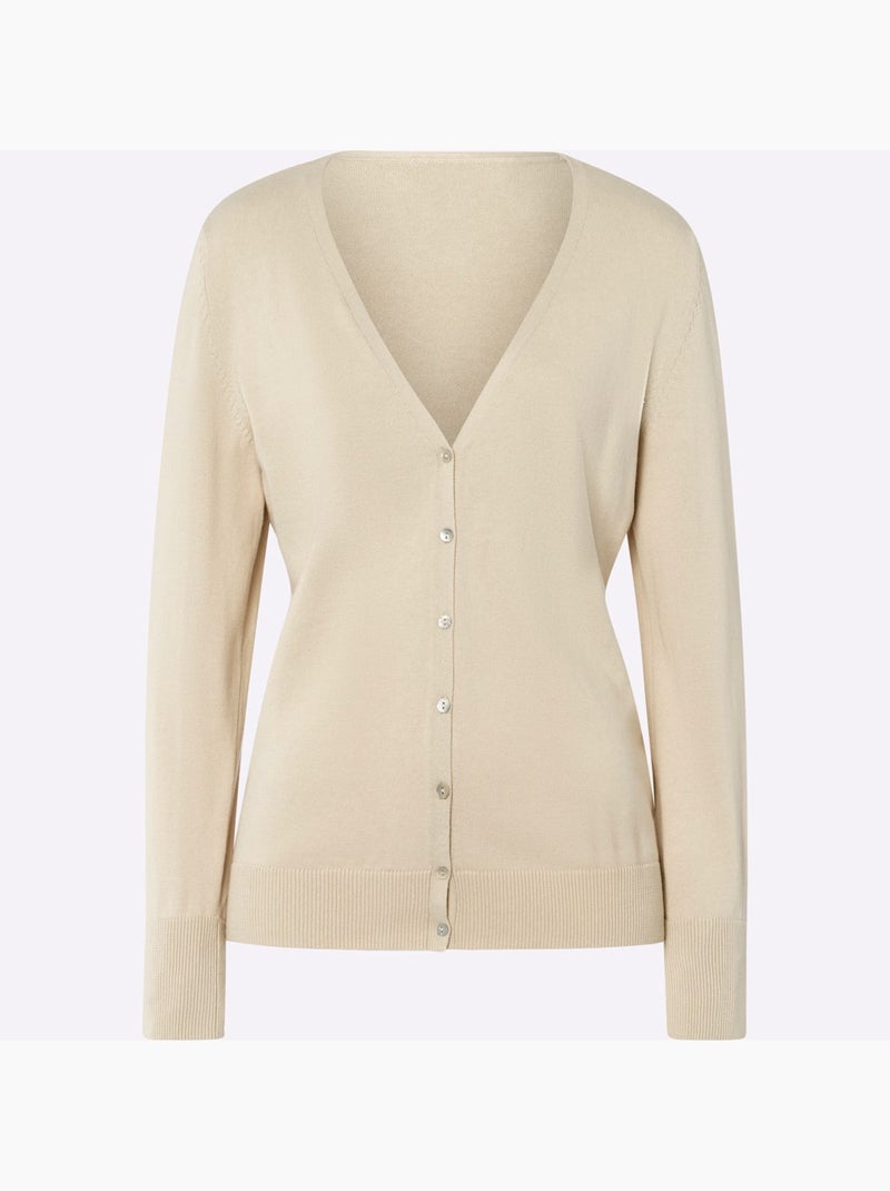 Gilet fin boutons imitation nacre - taille standard - helline Sable - Kiabi