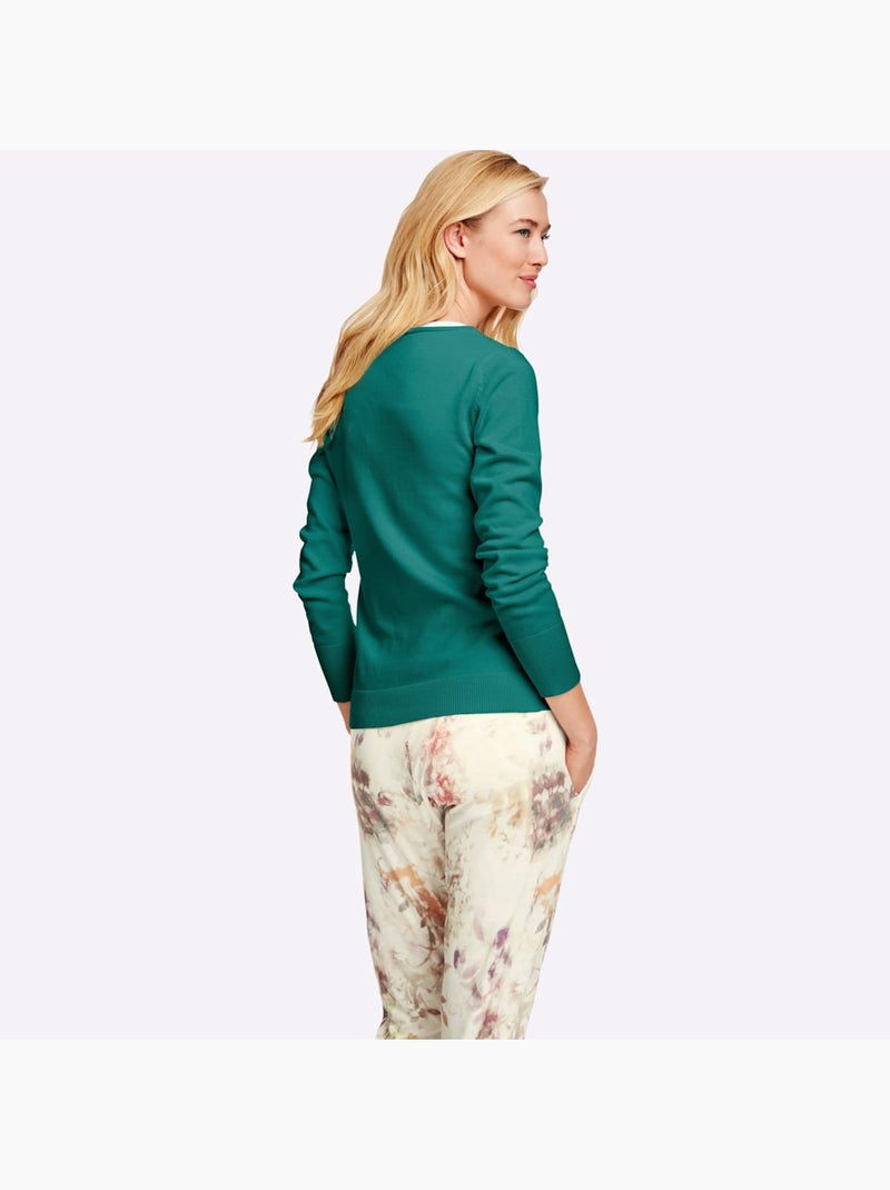 Gilet fin boutons imitation nacre - taille standard - helline Vert émeraude - Kiabi