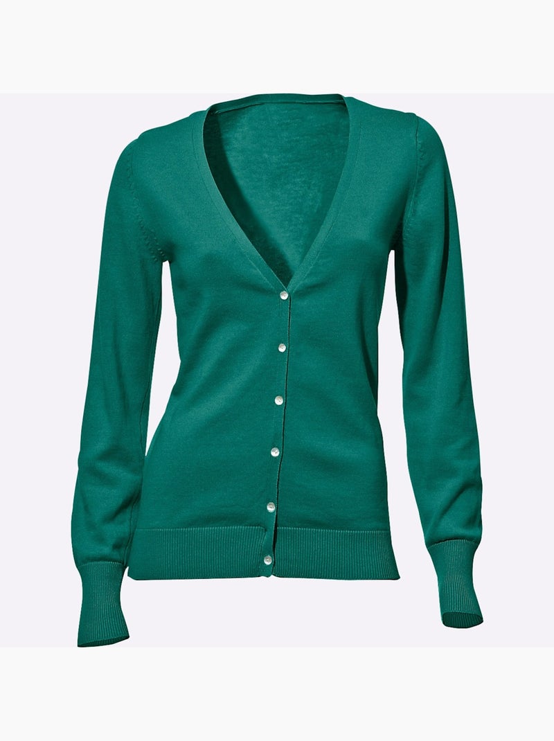 Gilet fin boutons imitation nacre - taille standard - helline Vert émeraude - Kiabi