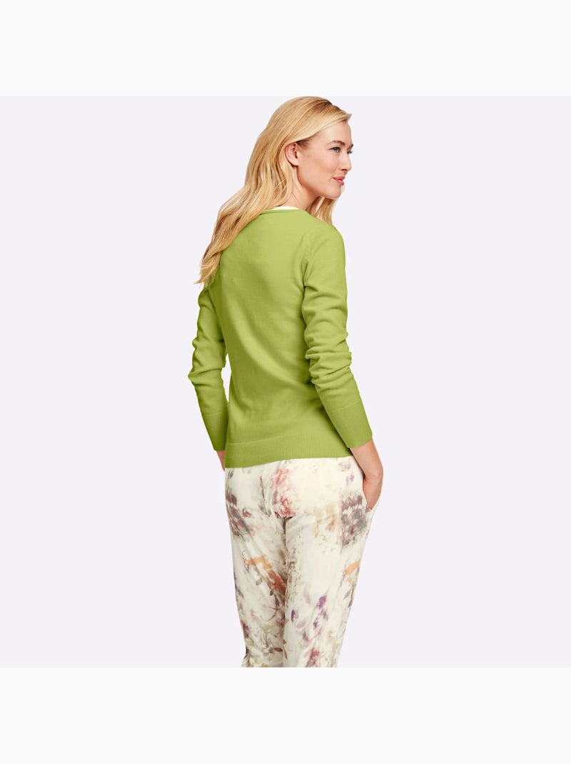 Gilet fin boutons imitation nacre - taille standard - helline Vert kiwi - Kiabi