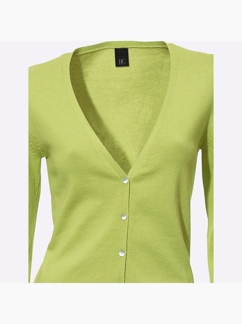 Gilet fin boutons imitation nacre - taille standard - helline Vert kiwi - Kiabi