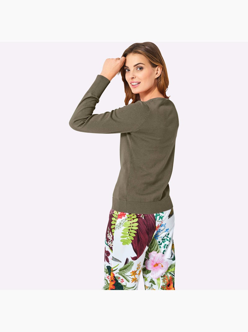 Gilet fin boutons imitation nacre - taille standard - helline Vert olive - Kiabi