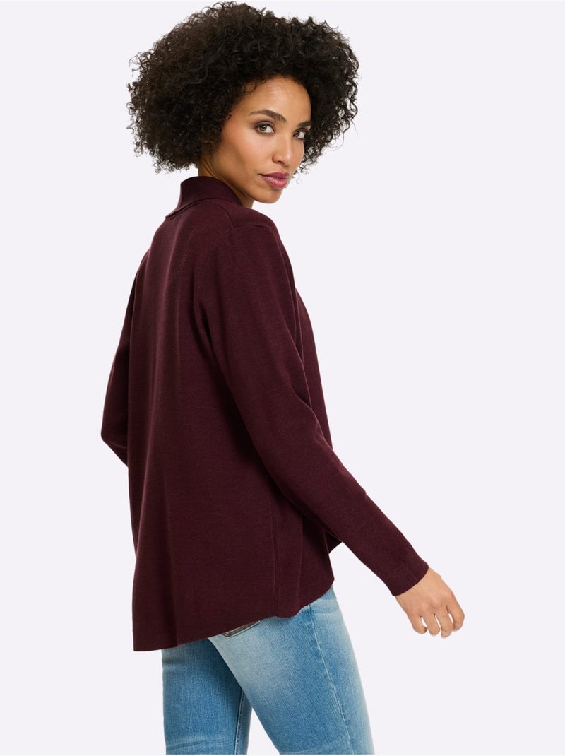 Gilet Fin Col Châle Mode - Taille Standard - Helline Noir Bordeaux - Kiabi