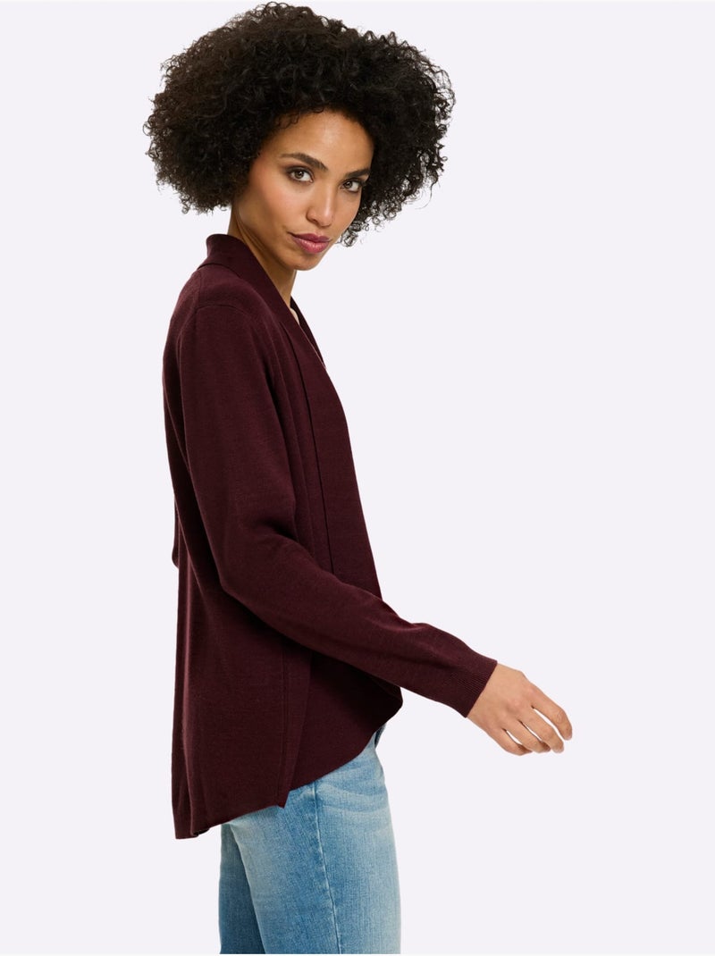 Gilet Fin Col Châle Mode - Taille Standard - Helline Noir Bordeaux - Kiabi