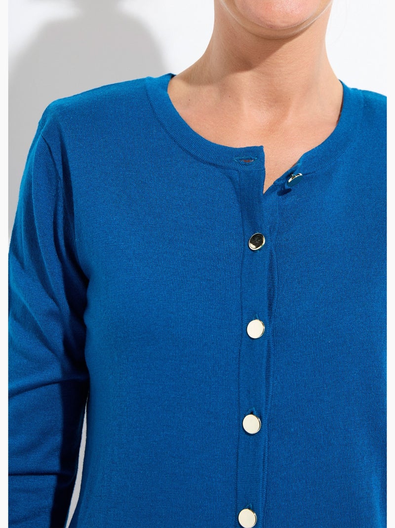 Gilet fin col rond avec laine mérinos - Afibel Bleu canard - Kiabi