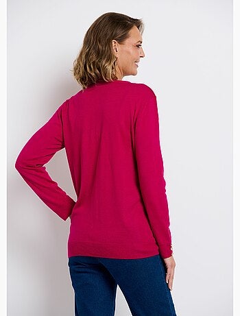 Gilet fin col V boutonné jersey uni avec laine mérinos