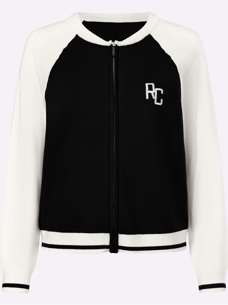 Gilet Fin Coupe Blouson Décontractée - Taille Standard - Helline Noir Ecru - Kiabi