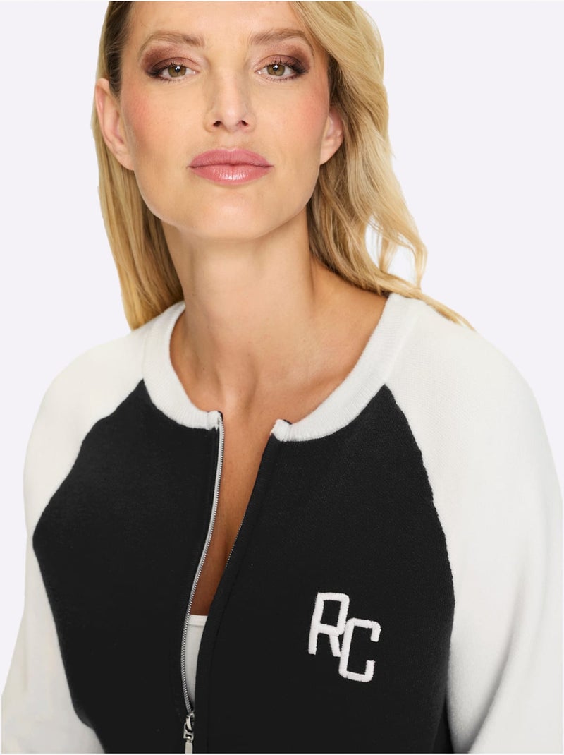 Gilet Fin Coupe Blouson Décontractée - Taille Standard - Helline Noir Ecru - Kiabi