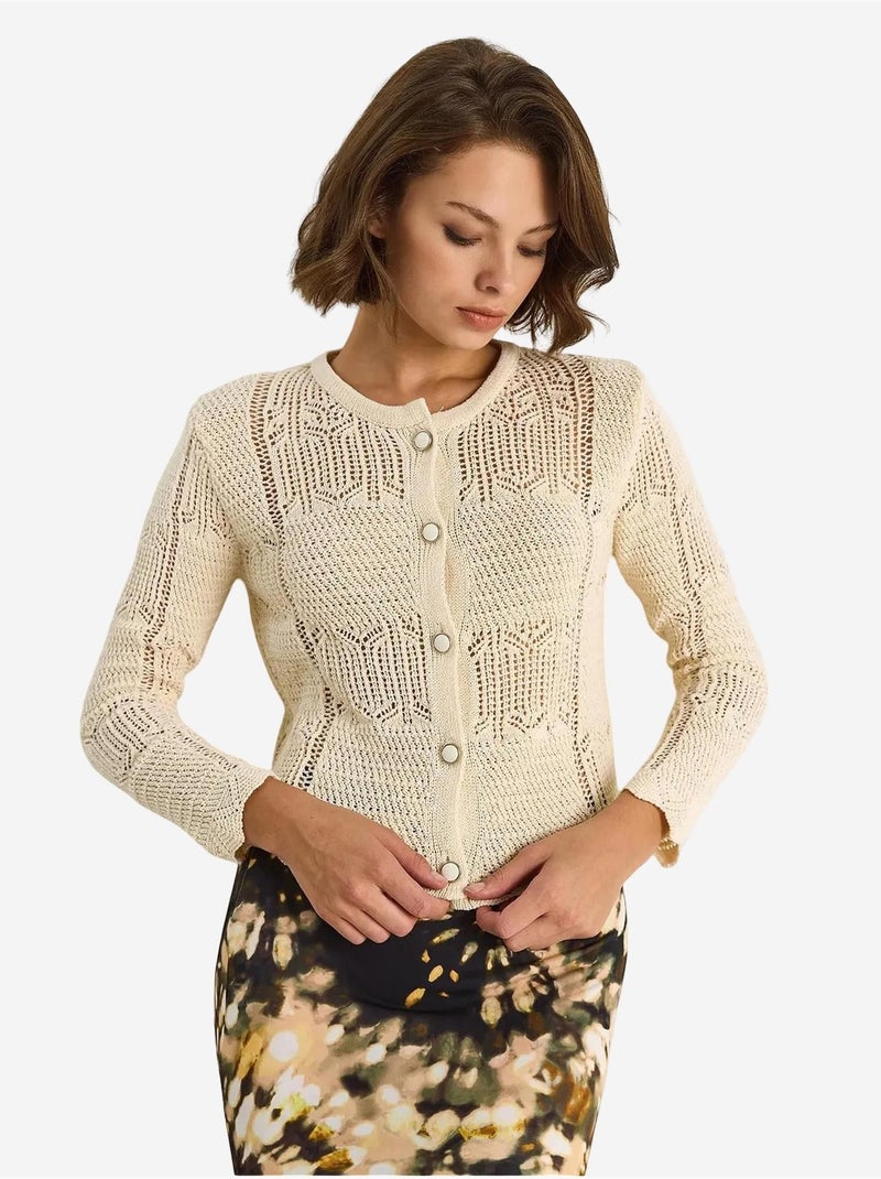 Gilet fin en maille luci avec fermeture à boutons lucci Ivoire - Kiabi