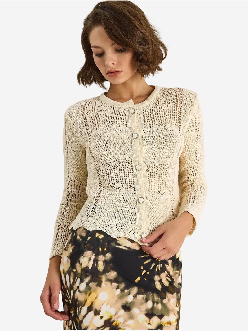 Gilet fin en maille luci avec fermeture à boutons lucci Ivoire - Kiabi