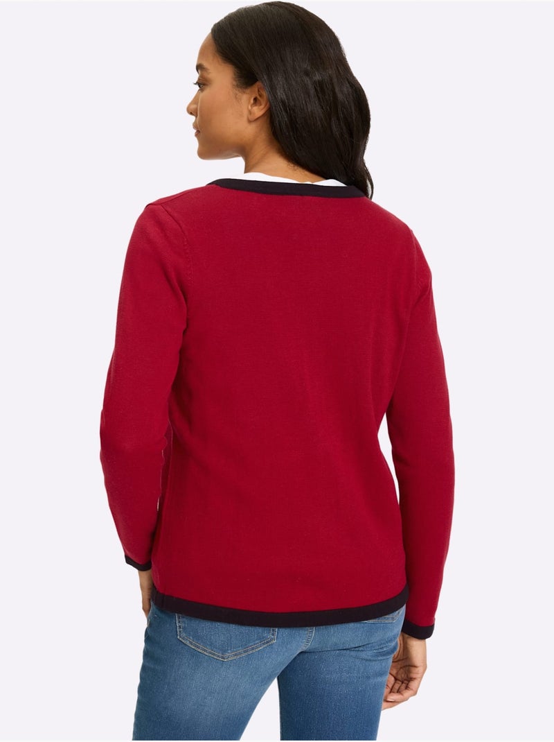Gilet Fin Finitions Contrastées - Taille Standard - Helline Rouge - Kiabi